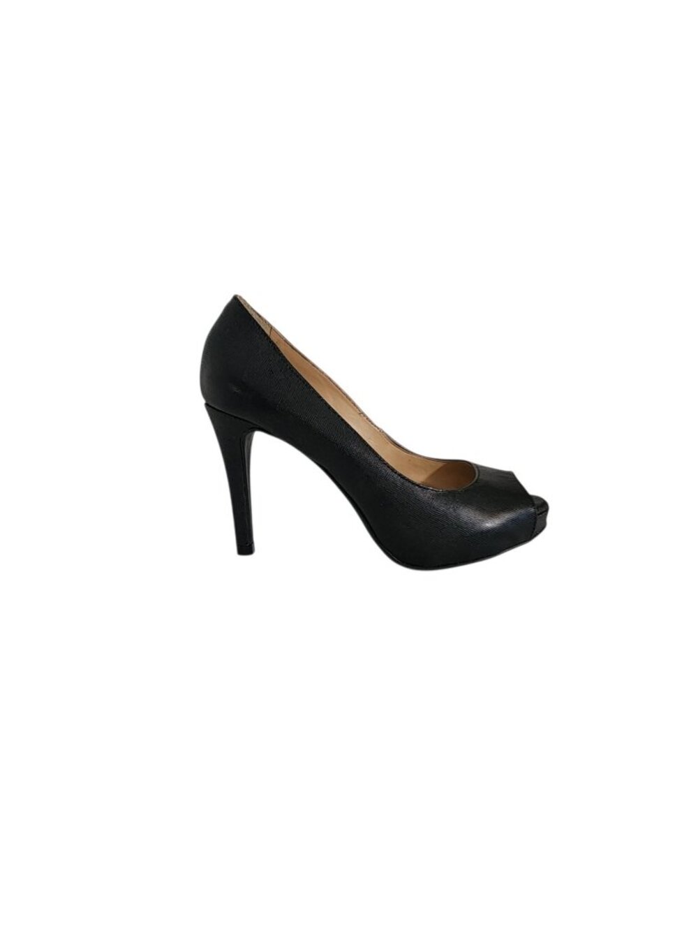 Antonio Melani Black Textured Leather Peep Toe Heels Size 6.5